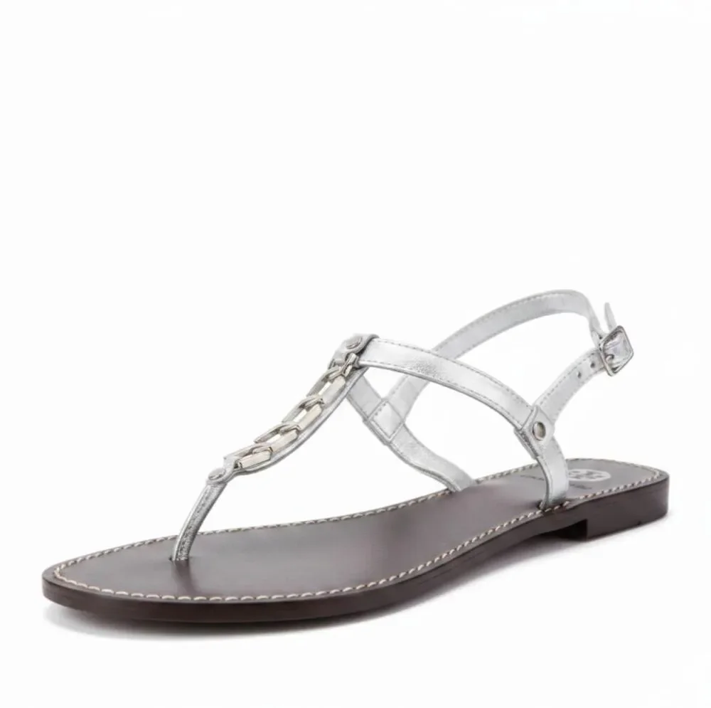 TORY BURCH Alani Chain Link T-Strap Wedge Sandal Size 9.5M